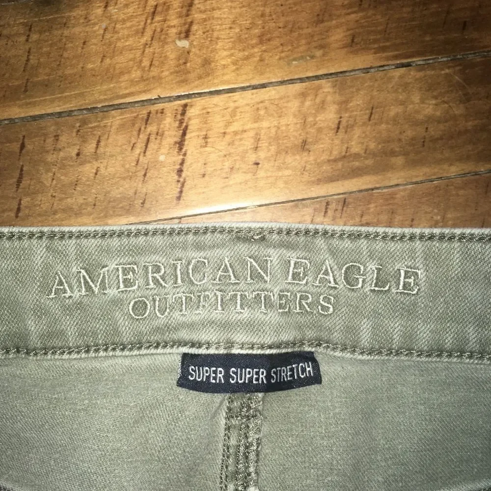 American Eagle hi rise shortie tan cutoff shorts